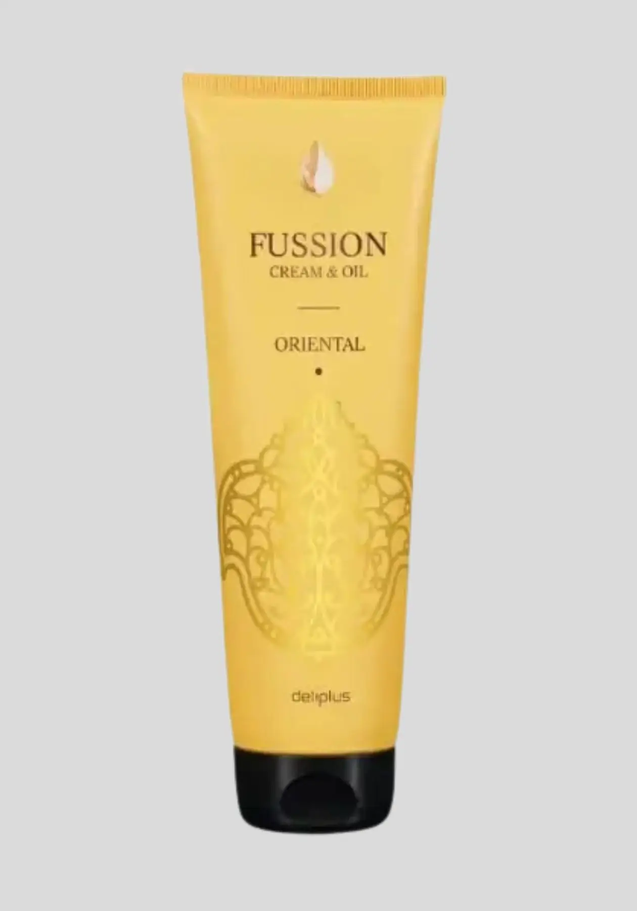 Creme corporal bifásico Fussion Oriental da Deliplus com textura em óleo para pele seca.